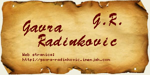 Gavra Radinković vizit kartica